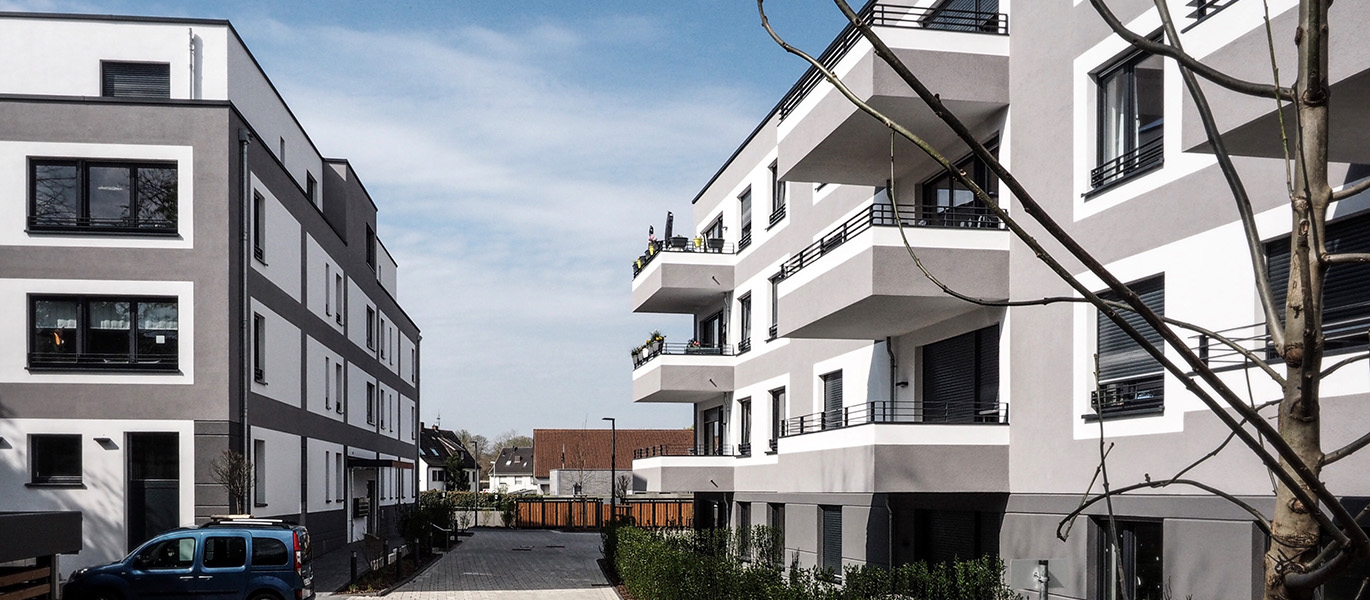 Ein Foto von Neubau Wohnhäusern der Caspar und Co. KG in Jülich von außen fotografiert