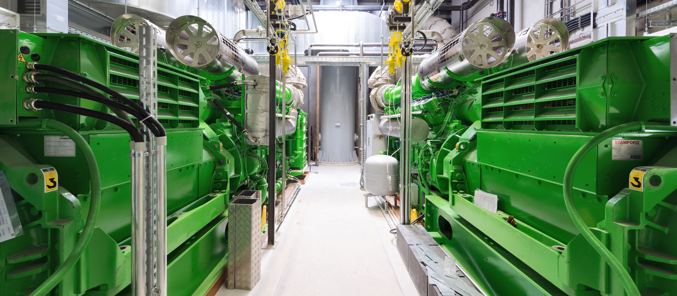 Ein Foto vom Blockheizkraftwerk des Unternehmens Weiss für Druck in Monschau, von innen fotografiert